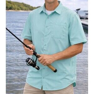 Columbia Slack Tide Camp Shirt Omni-Shade Lightweight Mint Green Men's L
